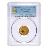 1911-D $2.5 Indian Head Quarter Eagle Gold Coin PCGS MS 61