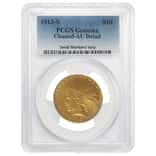 1913 S $10 Indian Head Gold Eagle Coin PCGS AU Detail
