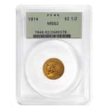 1914 $2.5 Indian Head Quarter Eagle Gold Coin PCGS MS 62