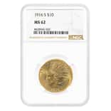 1916-S $10 Indian Head Eagle Gold Coin NGC MS 62