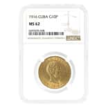 1916 10 Pesos Jose Marti Gold Coin NGC MS 62