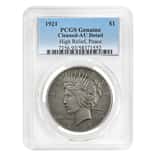 1921 Peace Silver Dollar $1 High Relief PCGS AU Detail