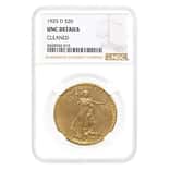 1925-D $20 Saint Gaudens Double Eagle Gold Coin NGC UNC Details