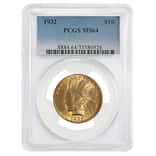1932 $10 Indian Head Eagle Gold Coin PCGS MS 64
