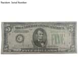 1934 $5 Federal Reserve Currency Note Avg Circ