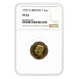 1937 Great Britain George VI Sovereign Proof Gold Coin NGC PF 63