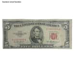 1953 $5 Bill Legal Tender Currency Note Red Seal Avg Circ