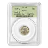 1964-D Silver Roosevelt Dime 10C Sample Slab PCGS MS 64 OGH