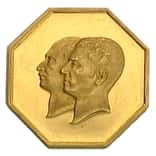 1976 (SH 2535) 4.9 gram Pahlavi Golden Jubilee 50th Anniv Proof Gold Octagonal Medal