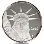 1985 1 oz Johnson Matthey MTB Liberty Trade Proof Silver Round .999 Fine
