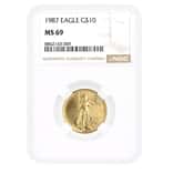 1987 1/4 oz $10 Gold American Eagle NGC MS 69