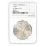 1987 1 oz Mexican Libertad Silver Coin Lettered Edge NGC MS 65