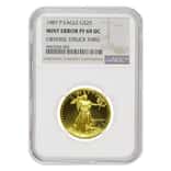 1987 P 1/2 oz $25 Proof Gold American Eagle NGC PF 69 UCAM Mint Error (Obv Struck Thru)