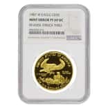 1987 W 1 oz $50 Proof Gold American Eagle NGC PF 69 UCAM Mint Error (Rev Struck Thru)