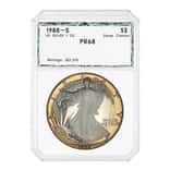 1988-S 1 oz Proof Silver American Eagle PCI PF 68 Deep Cameo Rainbow Toned