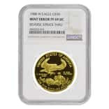 1988 W 1 oz $50 Proof Gold American Eagle NGC PF 69 UCAM Mint Error (Rev Struck Thru)