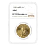 1990 1/2 oz $25 Gold American Eagle NGC MS 67