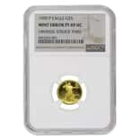 1990 P 1/10 oz $5 Proof Gold American Eagle NGC PF 69 UCAM Mint Error (Obv Struck Thru)