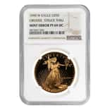 1990 W 1 oz $50 Proof Gold American Eagle NGC PF 69 UCAM Mint Error (Obv Struck Thru)