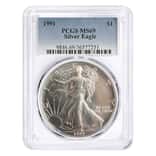 1991 1 oz Silver American Eagle $1 Coin PCGS MS 69