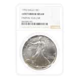 1992 1 oz Silver American Eagle Mint Error Partial Collar NGC MS 69