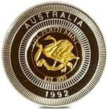 1992 Proof Bimetallic 1/4 oz Gold/12.8 Gram Silver Eagle Round Australia Perth Mint