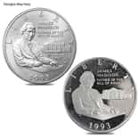 1993 James Madison Silver Half Dollar 50C Comm. Coin BU/Proof (Scruffy)