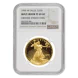 1996 W 1 oz $50 Proof Gold American Eagle NGC PF 69 UCAM Mint Error (Obv Struck Thru)