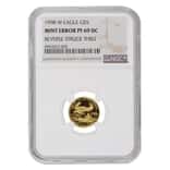 1998 W 1/10 oz $5 Proof Gold American Eagle NGC PF 69 UCAM Mint Error (Rev Struck Thru)