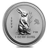 1999 1 oz Silver Lunar Year of The Rabbit BU Australian Perth Mint (Series I)