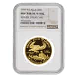 1999 W 1 oz $50 Proof Gold American Eagle NGC PF 69 UCAM Mint Error (Rev Struck Thru)