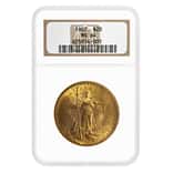 1907 $20 Saint Gaudens Double Eagle Gold Coin NGC MS 64