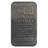 1 oz Johnson Matthey American Heritage Life Insurance Company 25th Ann. Silver Bar .999 Fine