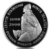 2000 Iceland 1000 Krónur Leif Erikson Proof Silver Coin