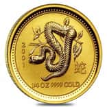 2001 1/4 oz Gold Lunar Year of The Snake BU Australia Perth Mint In Cap