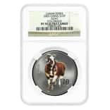2003 1 oz Chinese Lunar Goat 10 Yuan Colorized Silver Coin PF 70 UCAM