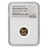 2003 W 1/10 oz $5 Proof Gold American Eagle NGC PF 69 UCAM Mint Error (Rev Struck Thru)