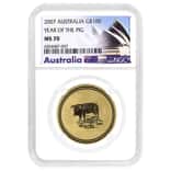 2007 1 oz Gold Lunar Pig Australian Perth Mint Series I NGC MS 70