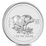 2007 1 oz Silver Lunar Year of The Pig BU Australian Perth Mint In Cap (Series I)