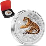 2010 1 Kilo Colorized Silver Lunar Tiger BU Topaz Gemstone Australian Perth Mint