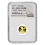 2010 W 1/10 oz $5 Proof Gold American Eagle NGC PF 69 UCAM Mint Error (Obv Struck Thru)