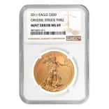 2011 1 oz $50 Gold American Eagle NGC MS 69 Mint Error (Obv Struck Thru)