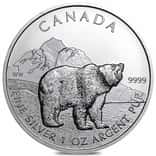 2011 1 oz Canadian Grizzly Bear Wildlife Series Silver Coin BU