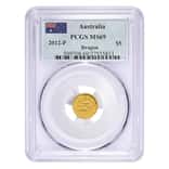 2012 1/20 oz Gold Lunar Dragon Australian Perth Mint PCGS MS 69