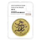 2012 2 oz Gold Lunar Dragon Australian Perth Mint NGC MS 70