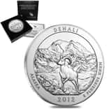 2012-P 5 oz Silver America the Beautiful ATB Alaska Denali National Park Unc Coin (w/Box & COA)
