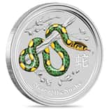 2013 5 oz Colorized Silver Lunar Snake BU Australian Perth Mint