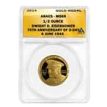 2014 1/2 oz Eisenhower D-Day 70th Anniversary Gold Medal ANACS MS 69