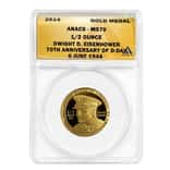 2014 1/2 oz Eisenhower D-Day 70th Anniversary Gold Medal ANACS MS 70