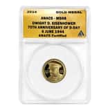 2014 1/4 oz Eisenhower D-Day 70th Anniversary Gold Medal ANACS MS 68